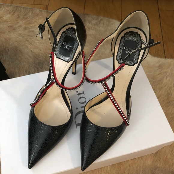 Christian Dior Black Pointed Curve Heels - Picture 1 of 10